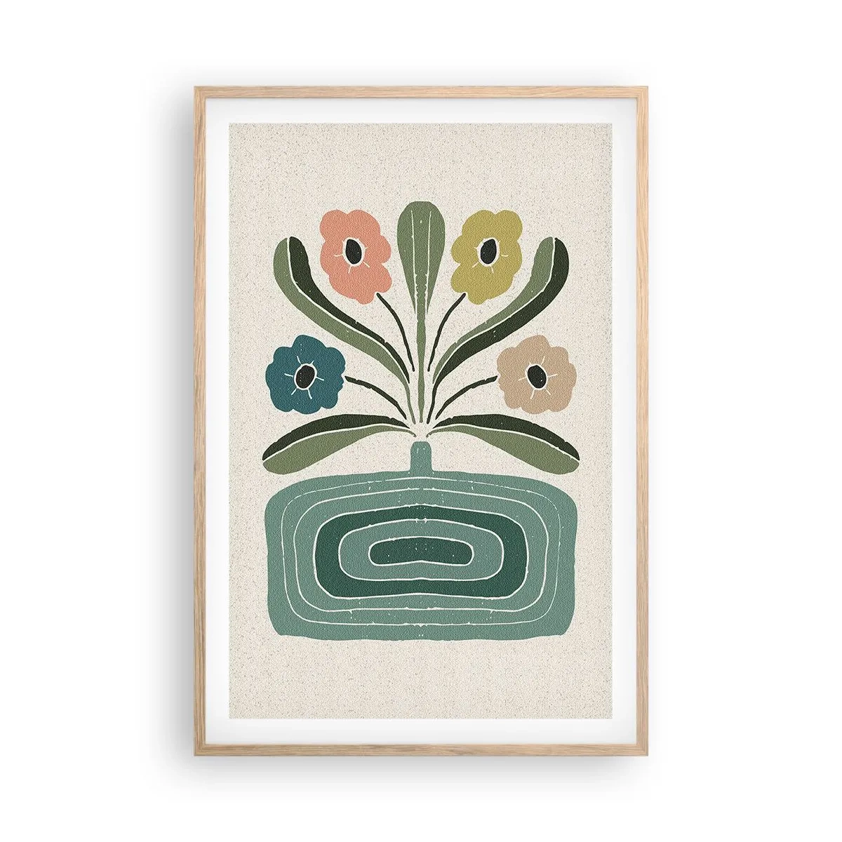 Plakat w ramie jasny dąb - Bukiet symetryczny - 61x91 cm