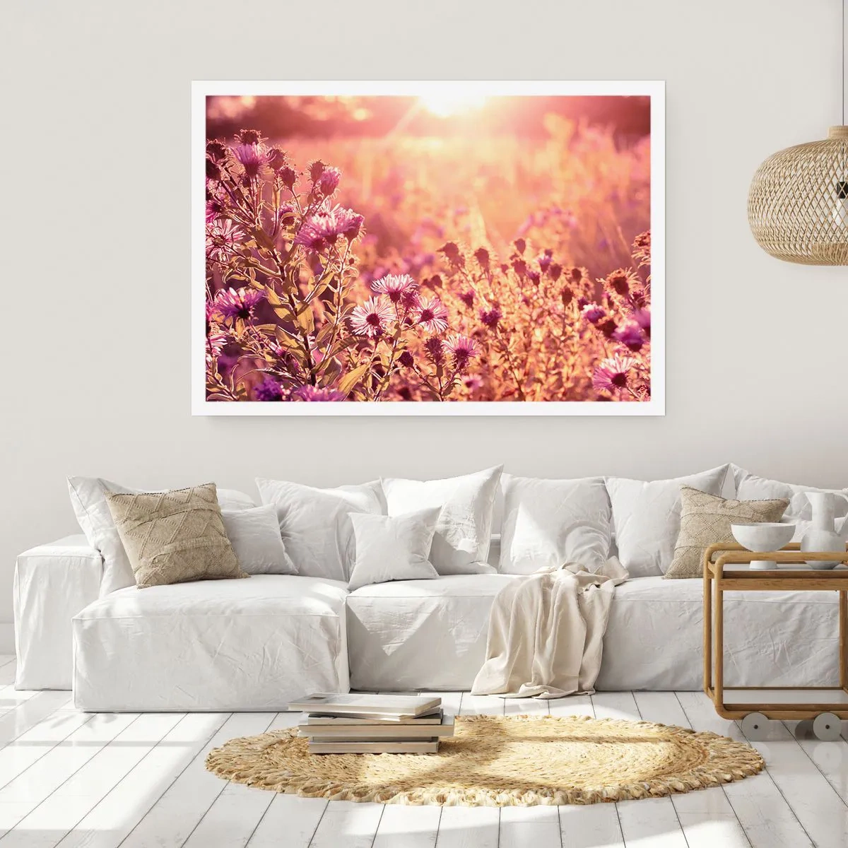 Plakat - Łąka w świetle zachodzącego słońca - 100x70cm - Przed odejściem lata - Nowoczesna dekoracja ścienna do salonu i sypialni ARTTOR