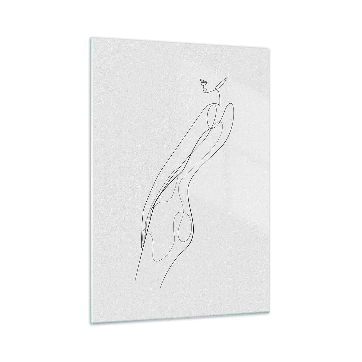 Obraz na szkle - Minimalistyczna kreska przedstawiająca kobiecą sylwetkę - 50x70cm - Zaledwie obietnica - Nowoczesna dekoracja ścienna do salonu, kuchni i sypialni ARTTOR