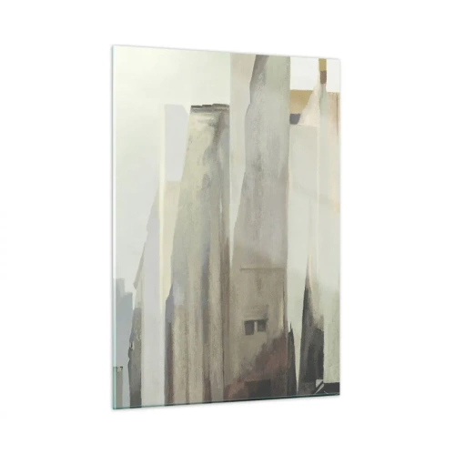 Obraz na szkle - Abstrakcyjna wizja miejskich budynków w stonowanej palecie - 50x70cm - Sen o mieście - Nowoczesna dekoracja ścienna do salonu, kuchni i sypialni ARTTOR