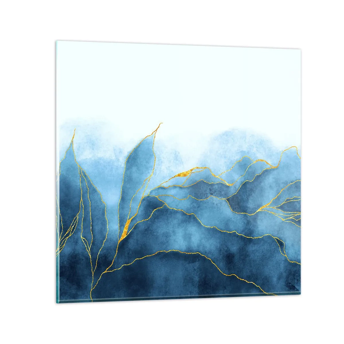 Obraz na szkle - Błękit w złocie - 40x40 cm