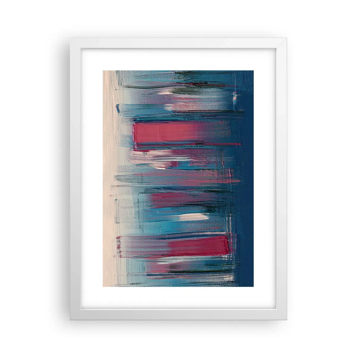 Plakat w białej ramie - Kompozycja wertykalna w błękicie i czerwieni - 30x40 cm