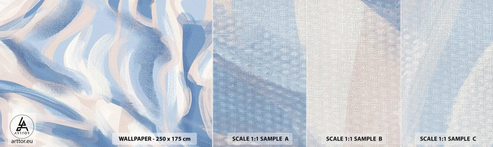 Fototapeta Próbka Premium Canvas - Błękitne falowanie - Pastelowe, Minimalizm, Sztuka - 100x30 cm