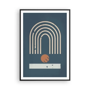 Plakat w czarnej ramie - Geometria na granacie - 70x100 cm