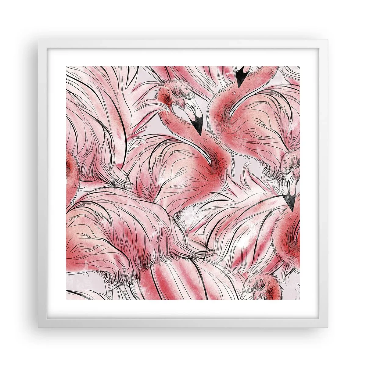 Plakat w białej ramie - Ptasi corps de ballet - 50x50 cm