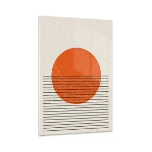 Obraz na szkle - Minimalistyczne słońce z geometrycznymi liniami - 80x120cm - Zawsze słońce - Nowoczesna dekoracja ścienna do salonu i sypialni ARTTOR