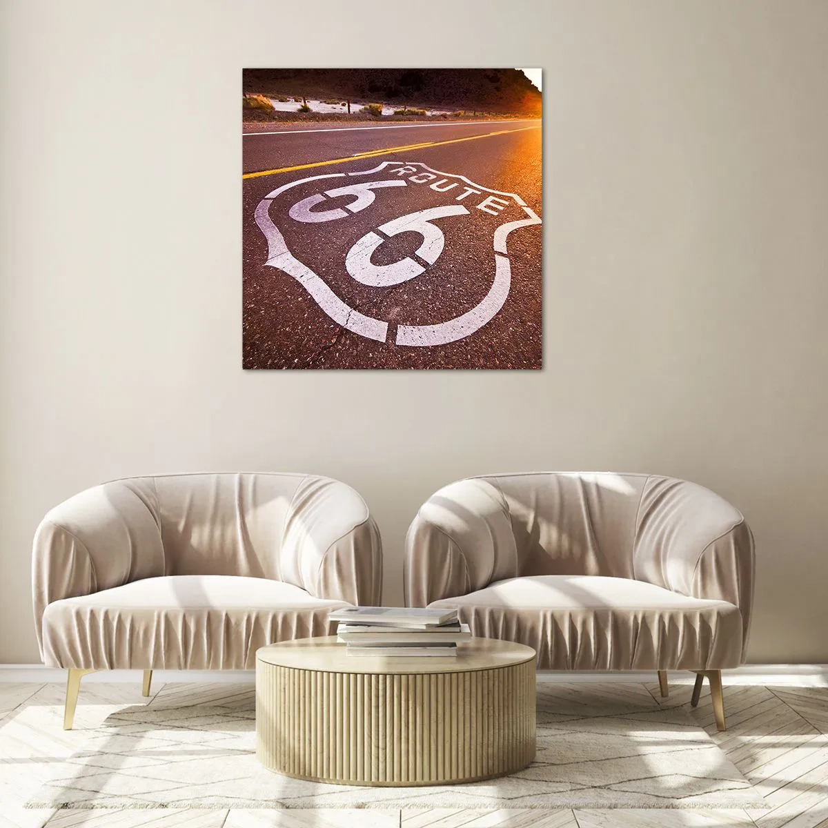 Obraz na szkle - Słynna droga 66 - 60x60 cm