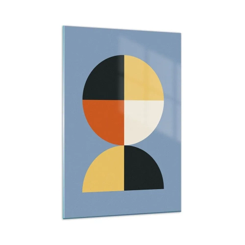 Obraz na szkle - Geometryczne koła na błękitnym tle - 80x120cm - Patrz i licz - Nowoczesna dekoracja ścienna do salonu i sypialni ARTTOR