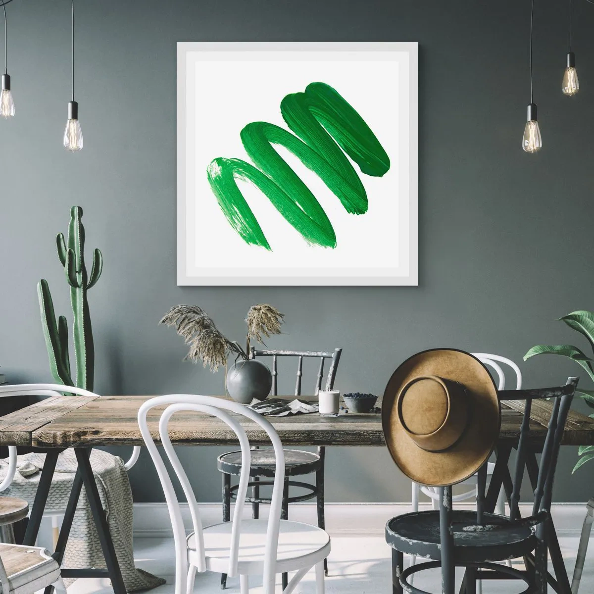 Plakat w białej ramie - Zielony żart - 50x50 cm