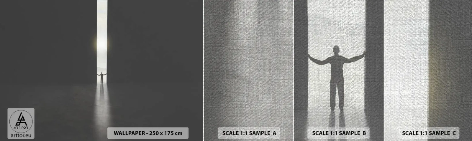 Fototapeta Próbka Premium Canvas - Krok do jasnej przyszłości - Abstrakcja, Człowiek, Sztuka - 100x30 cm