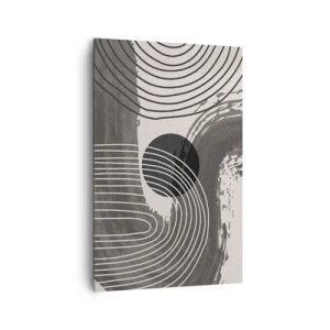 Obraz na płótnie - Geometryczne linie i owale w monochromatycznych odcieniach - 80x120cm - Owal zwycięża - Nowoczesna dekoracja ścienna do salonu i sypialni ARTTOR