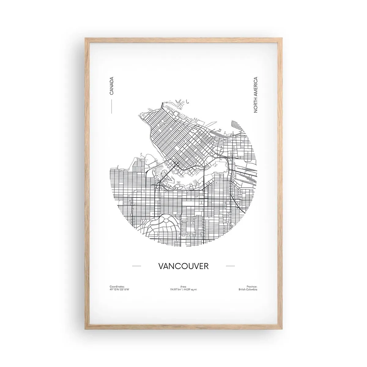 Plakat w ramie jasny dąb - Anatomia Vancouver - 61x91 cm