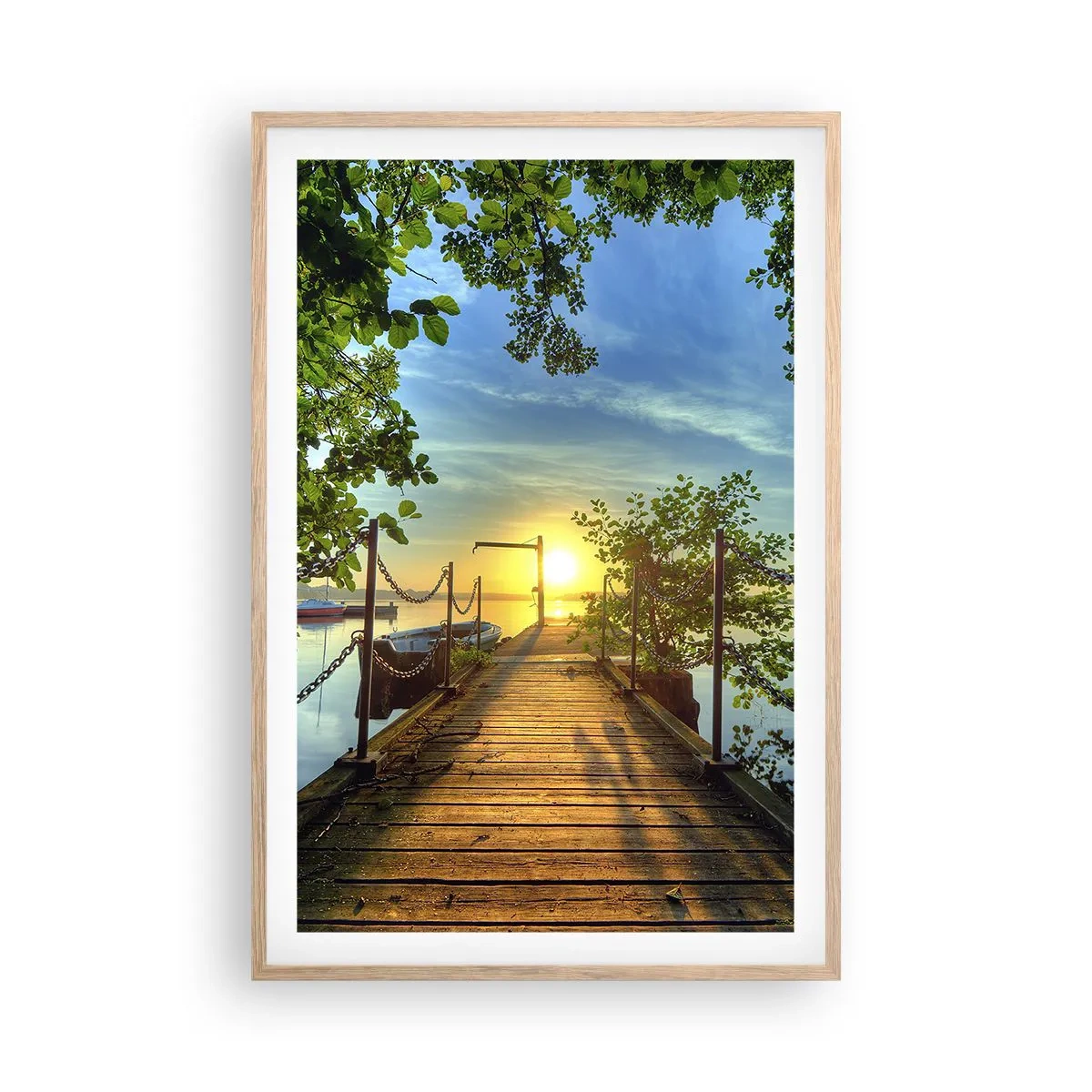 Plakat w ramie jasny dąb - Zachód nad wodą - 61x91 cm