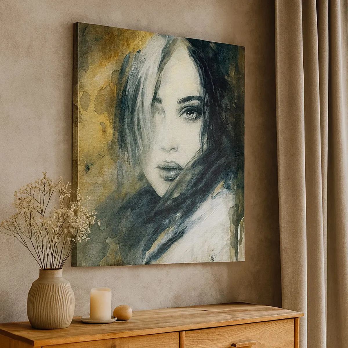 Obraz na płótnie - bardziej niewinna czy zmysłowa? - 30x30 cm