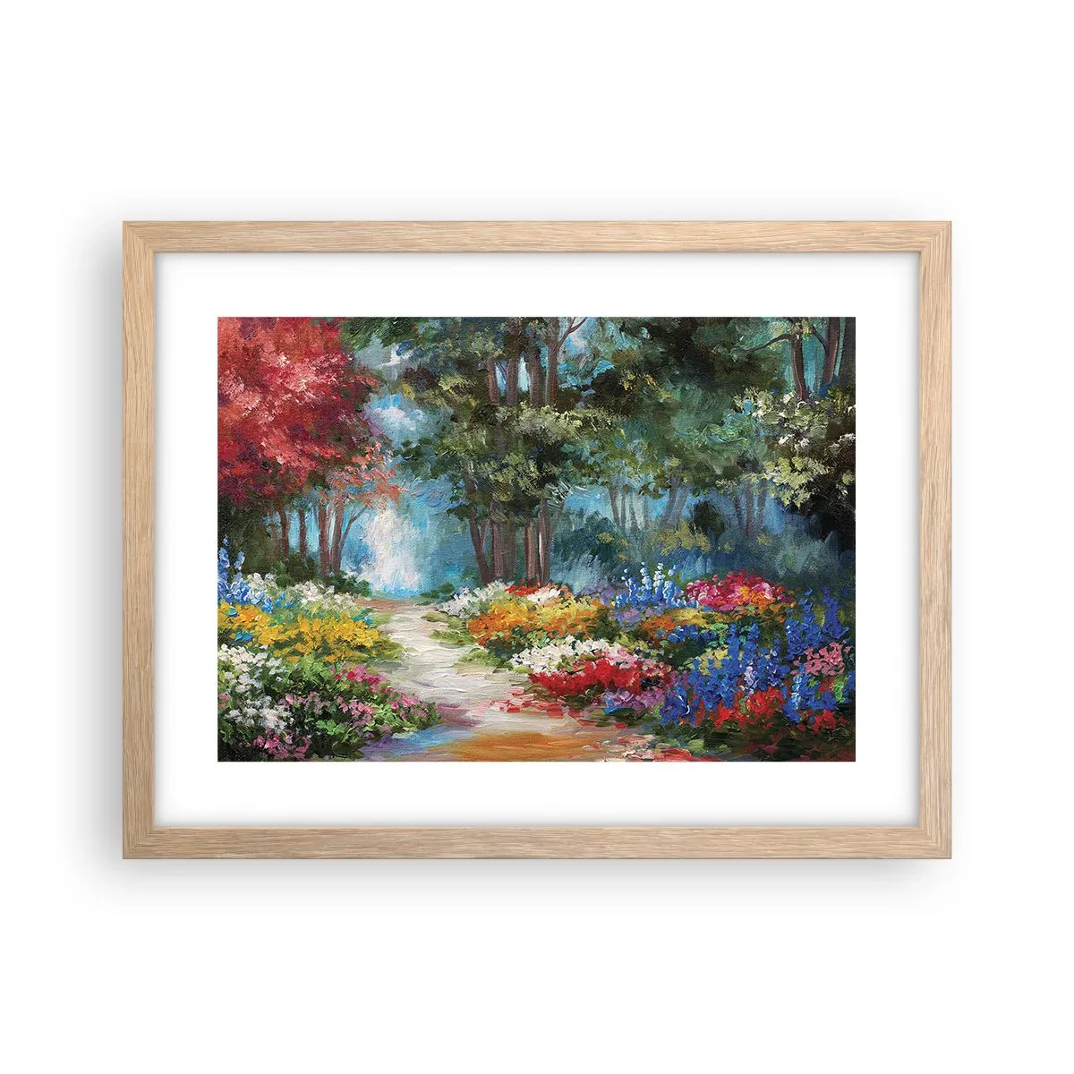 Plakat w ramie jasny dąb - Leśny ogród, kwietny las - 40x30 cm