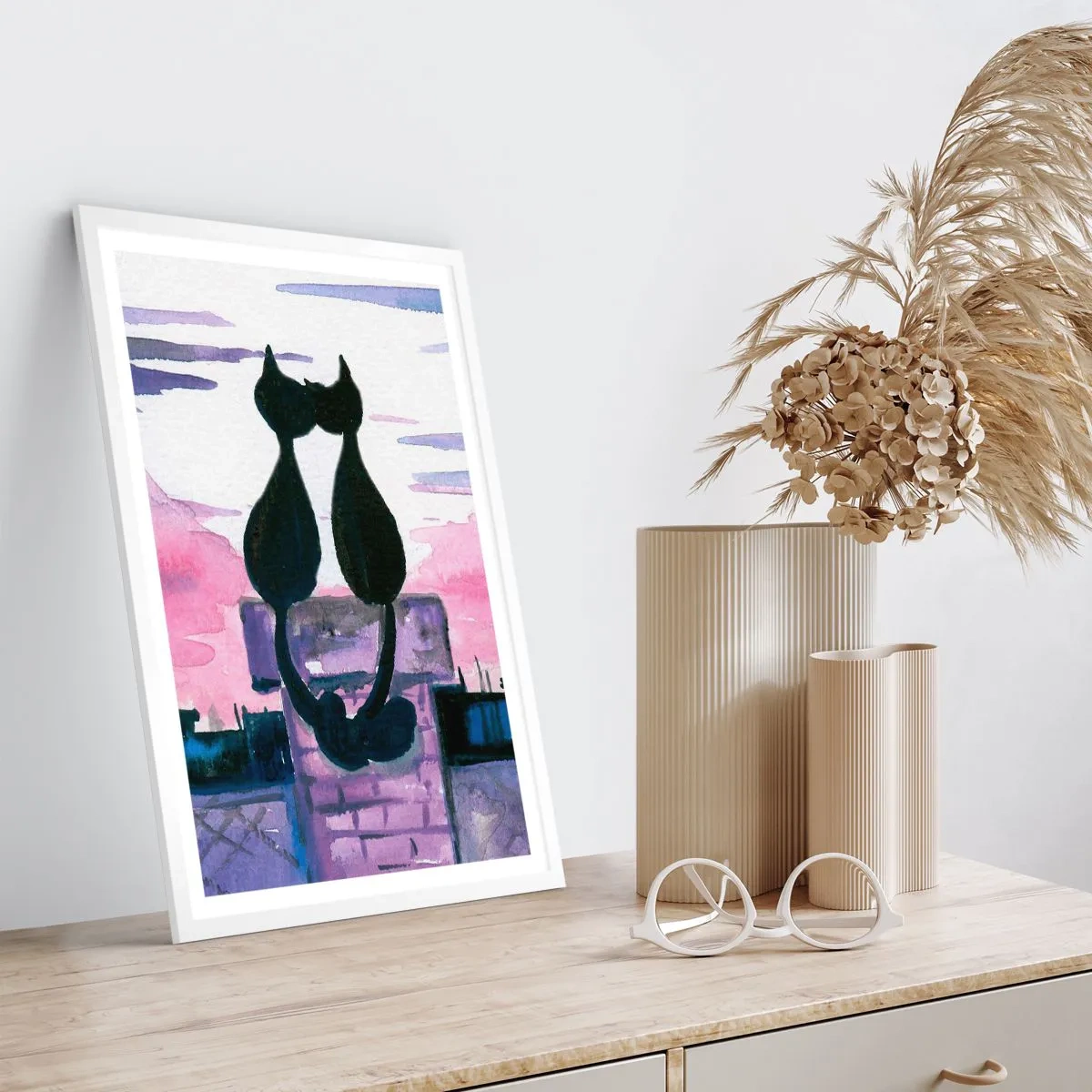 Plakat w białej ramie - Rendez-vous pod księżycem - 70x100 cm