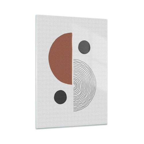 Obraz na szkle - Geometryczne figury na jasnym tle w stylu abstrakcji - 50x70cm - Doskonałość koła - Nowoczesna dekoracja ścienna do salonu, kuchni i sypialni ARTTOR