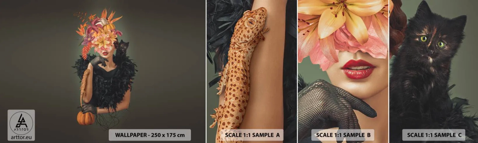 Fototapeta Próbka Standard Eco - Czar wiedźmy - Abstrakcja, Kobieta, Kwiaty - 100x30 cm