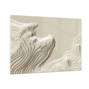 Obraz na szkle - Minimalistyczna abstrakcja z topograficznymi liniami na beżowym tle - 100x70cm - Topografia sztuki - Nowoczesna dekoracja ścienna do salonu, kuchni i sypialni ARTTOR