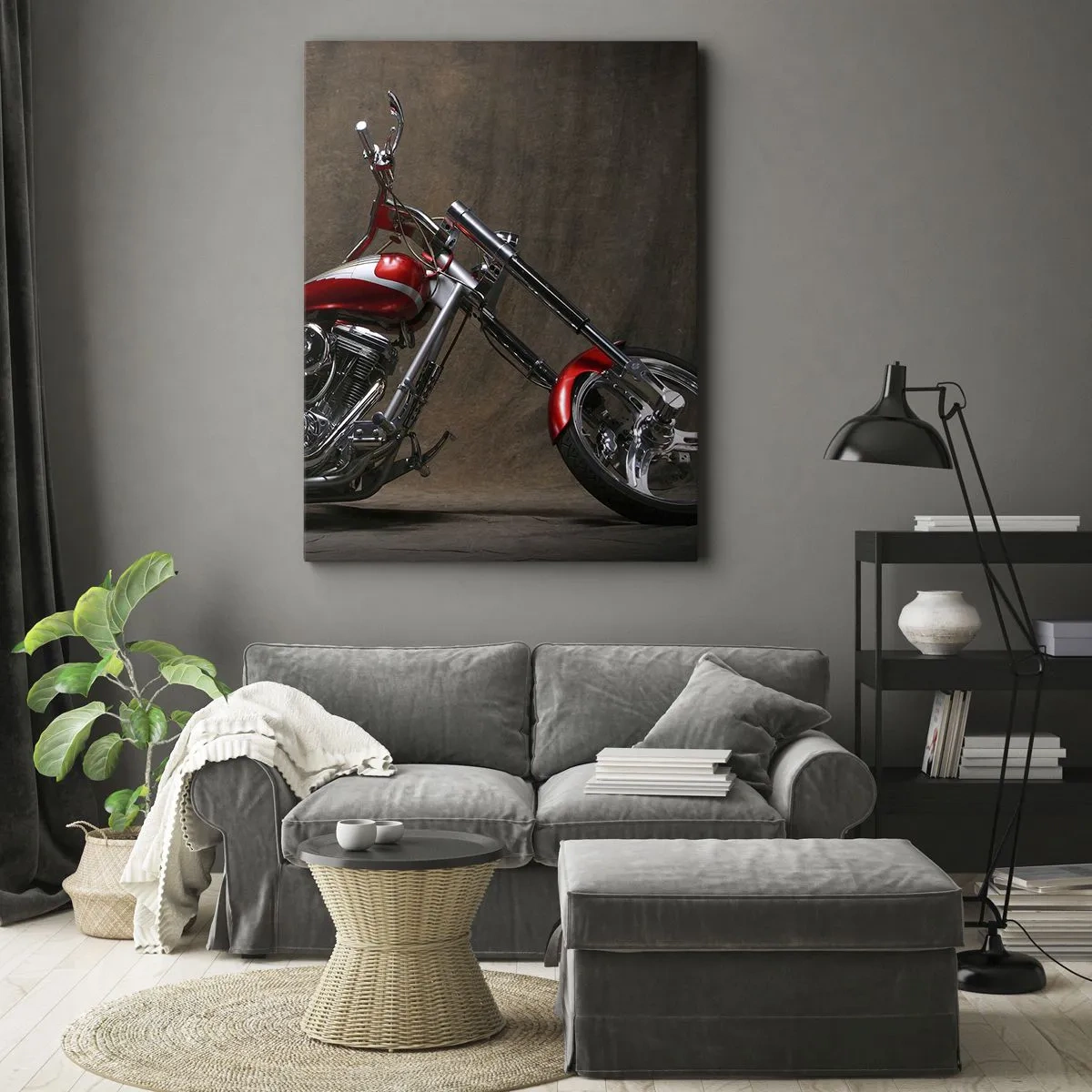 Obraz na płótnie - Czerwono-srebrna piękność - 65x120 cm