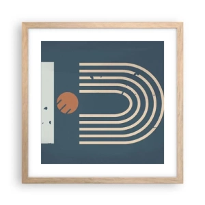 Plakat w ramie jasny dąb - Geometria na granacie - 40x40 cm