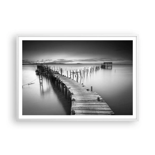 Plakat w białej ramie - Spokój zapomnianego brzegu - 100x70 cm