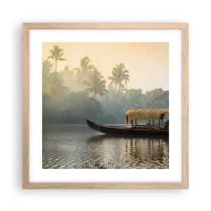 Plakat w ramie jasny dąb - Dom na rzece - 40x40 cm