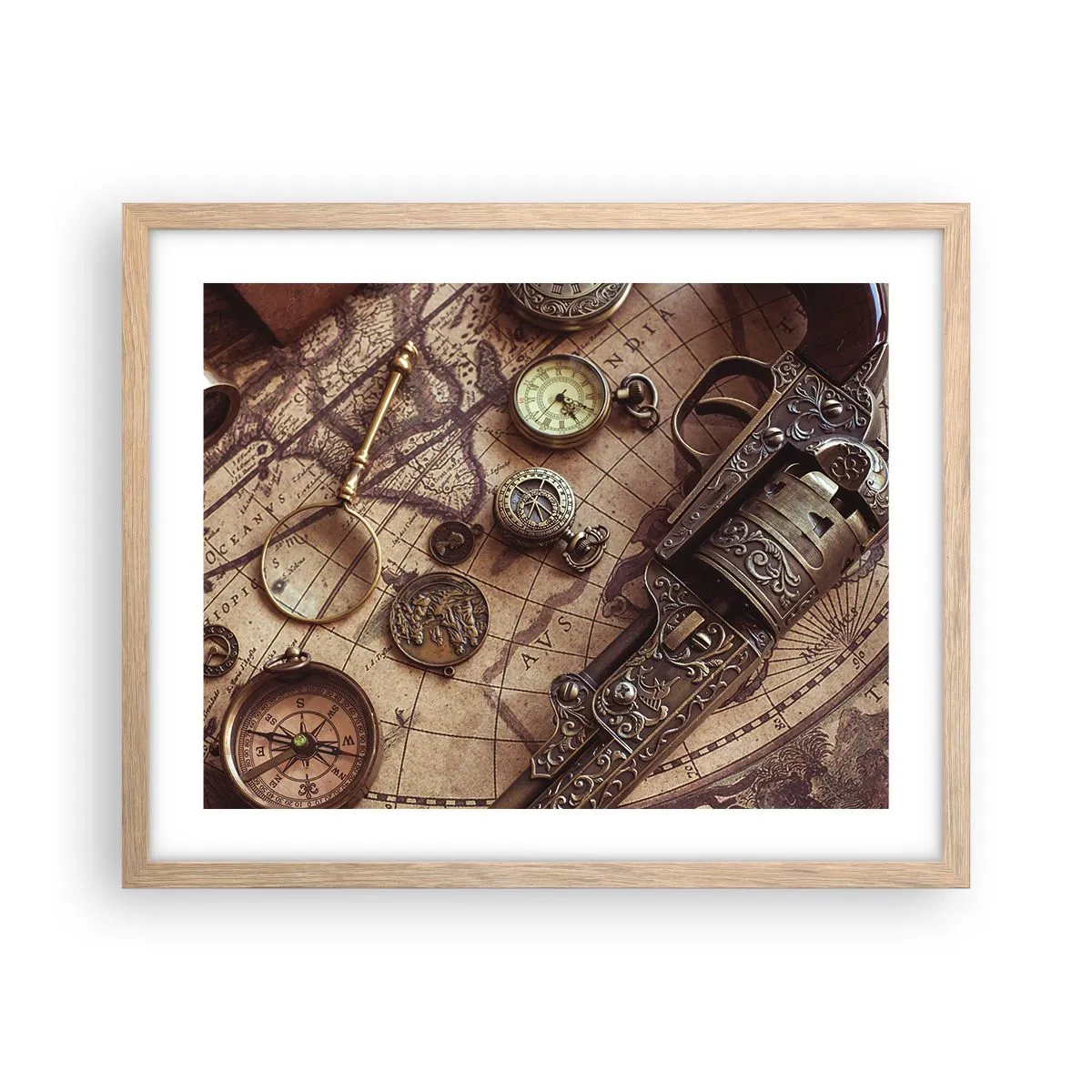 Plakat w ramie jasny dąb - Przygoda wzywa - 50x40 cm