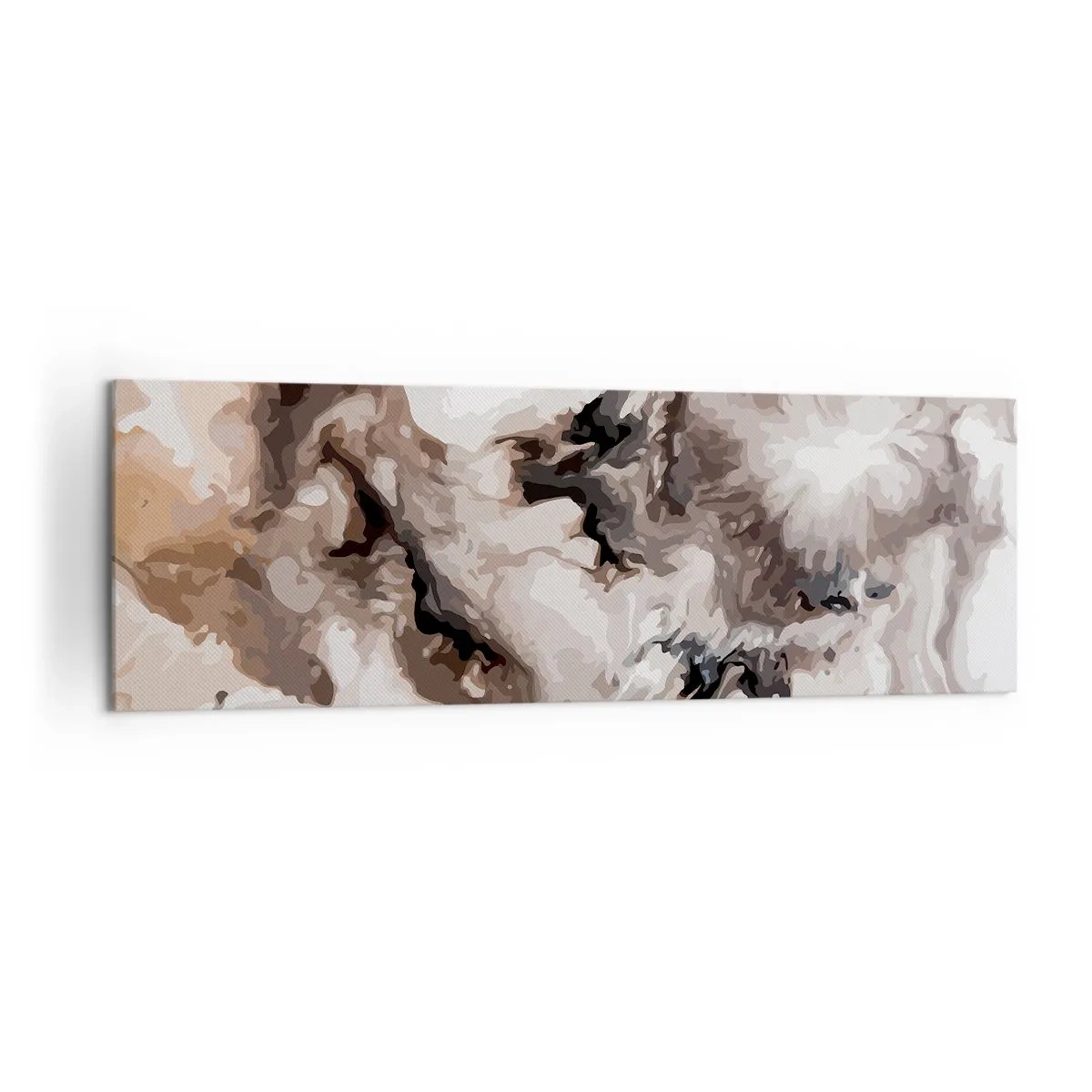 Obraz na płótnie - Abstrakcyjny wzór w odcieniach brązu i bieli - 160x50cm - Narodziny galaktyki - Nowoczesna dekoracja ścienna do salonu i sypialni ARTTOR