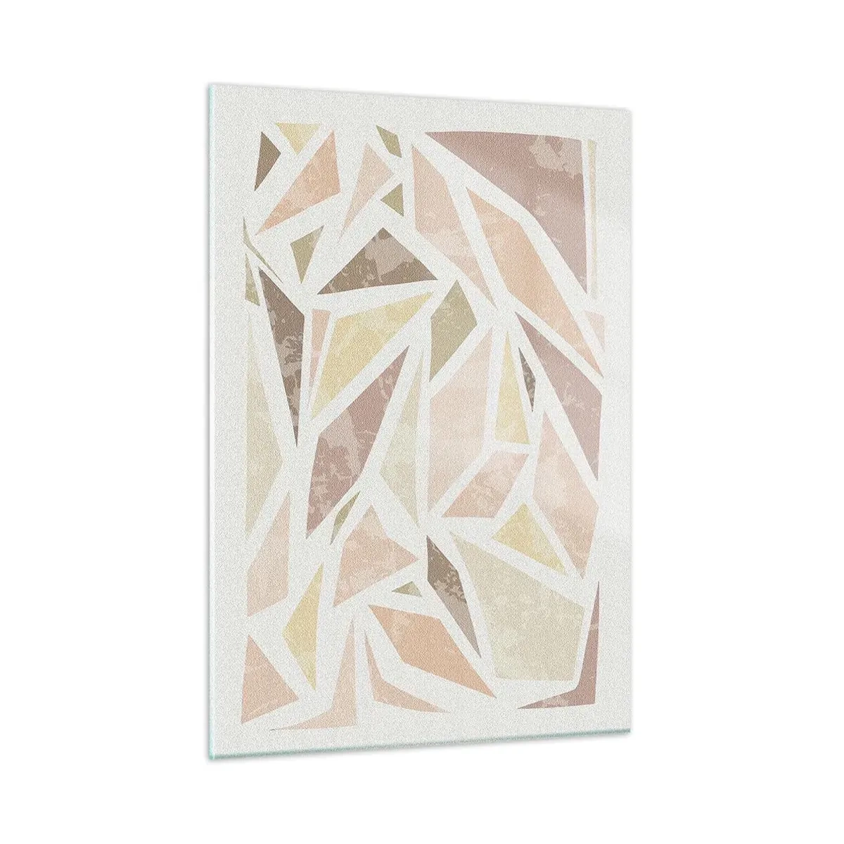 Obraz na szkle - Geometryczna mozaika w pastelowych kolorach na jasnym tle - 50x70cm - Kompozycja witrażowa - Nowoczesna dekoracja ścienna do salonu, kuchni i sypialni ARTTOR