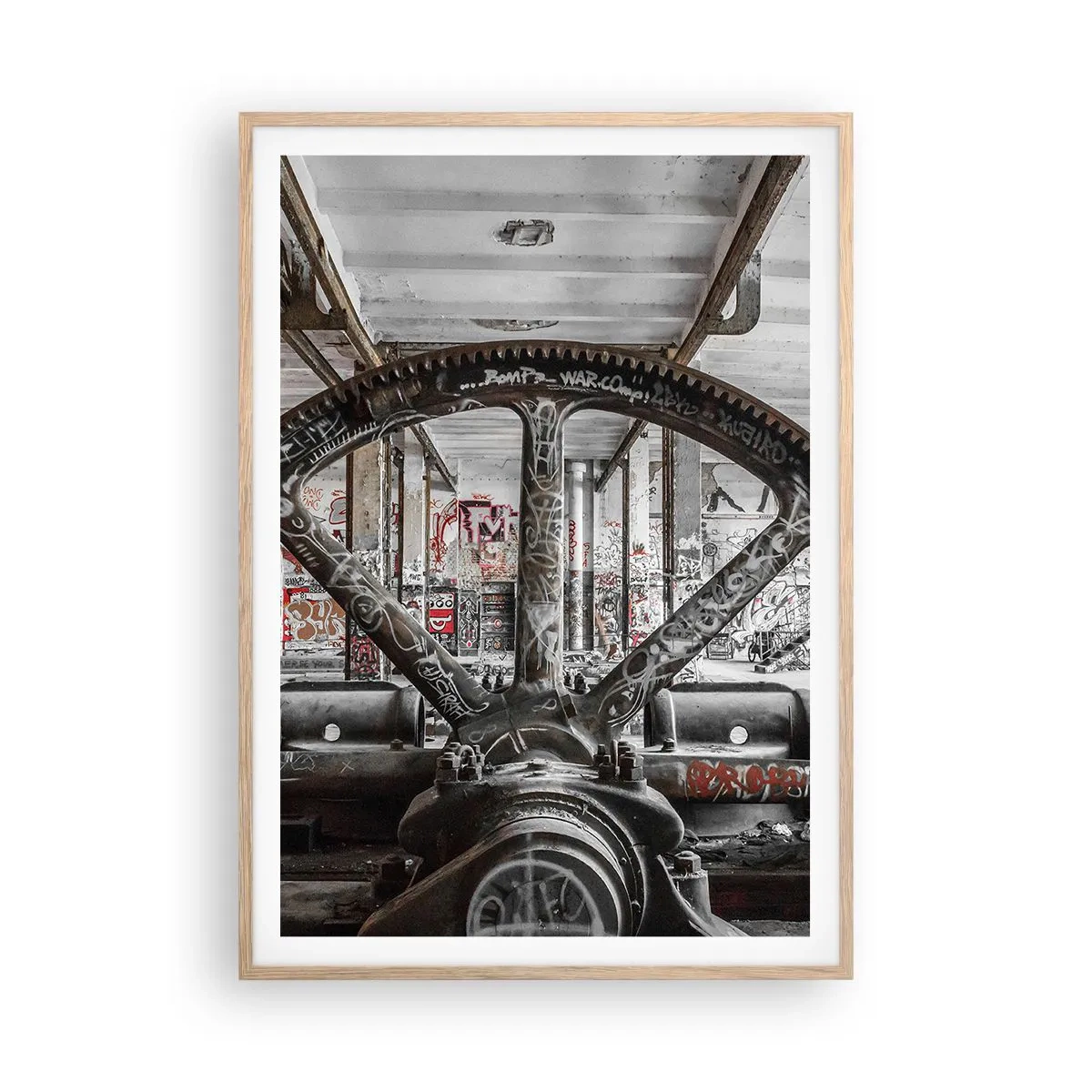 Plakat w ramie jasny dąb - Sekretne życie fabryki - 70x100 cm