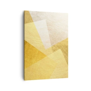 Obraz na płótnie - Nowoczesna abstrakcja geometryczna w złotych i beżowych odcieniach - 50x70cm - Pogoda geometrii - Nowoczesna dekoracja ścienna do salonu, kuchni i sypialni ARTTOR
