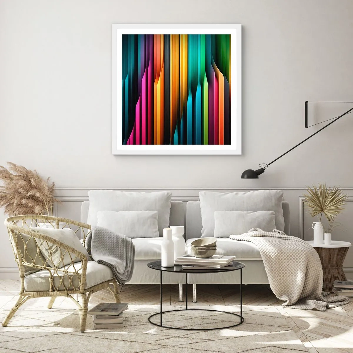 Plakat w białej ramie - Świetlne organy - 30x30 cm