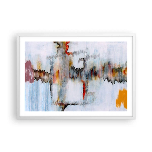 Plakat w białej ramie - Patykiem na wodzie - 70x50 cm