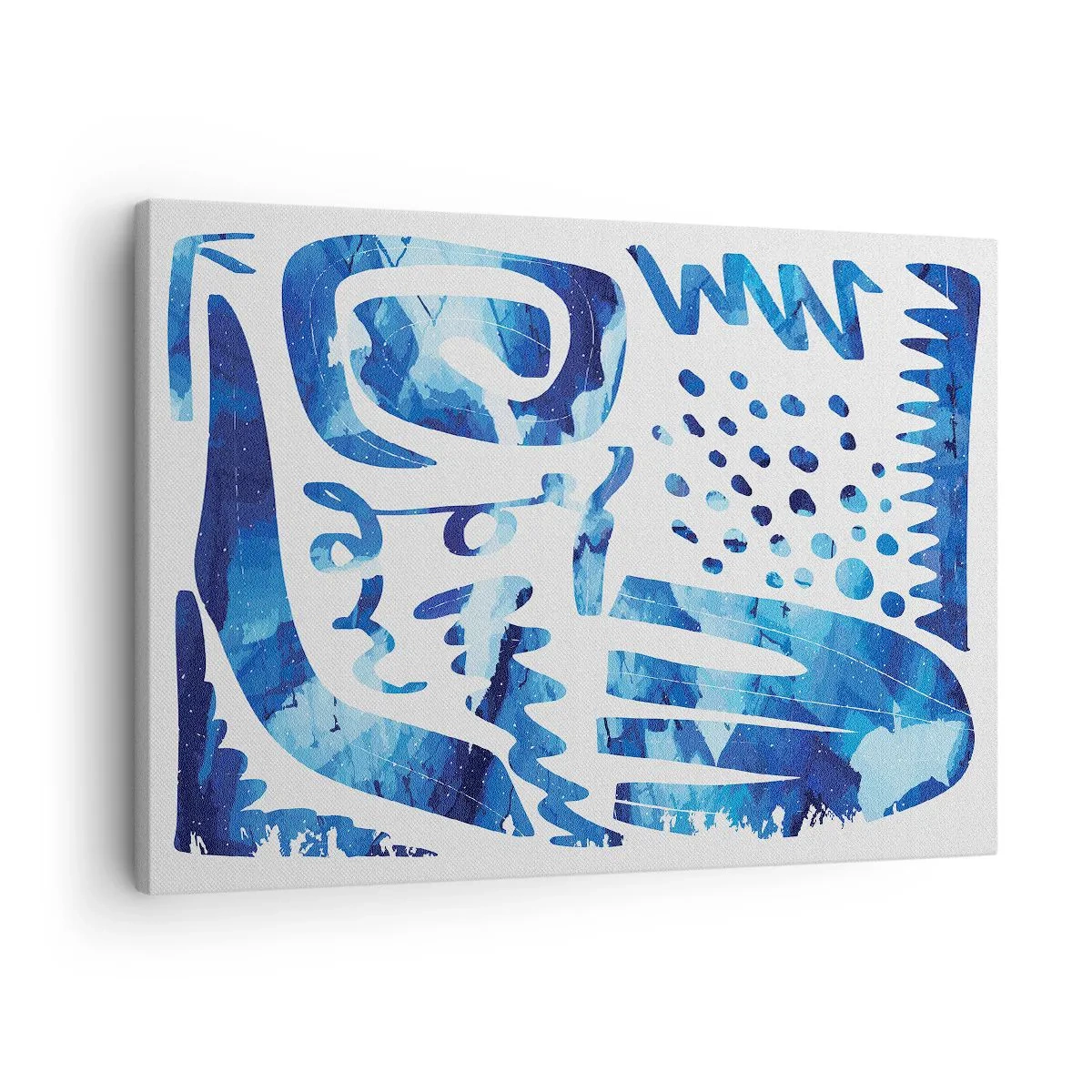 Obraz na płótnie - Abstrakcyjny wzór w odcieniach niebieskiego - 70x50cm - Powrót do korzeni - Nowoczesna dekoracja ścienna do salonu i sypialni ARTTOR