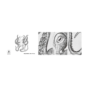 Fototapeta Próbka Premium Canvas - Tańcząca z falami - Ośmiornica, Rysunek, Nadmorski - 100x30 cm