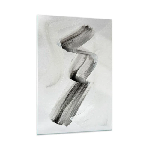 Obraz na szkle - Szary abstrakcyjny pociągnięcie pędzla na jasnym tle - 50x70cm - Od niechcenia dla zabawy - Nowoczesna dekoracja ścienna do salonu, kuchni i sypialni ARTTOR