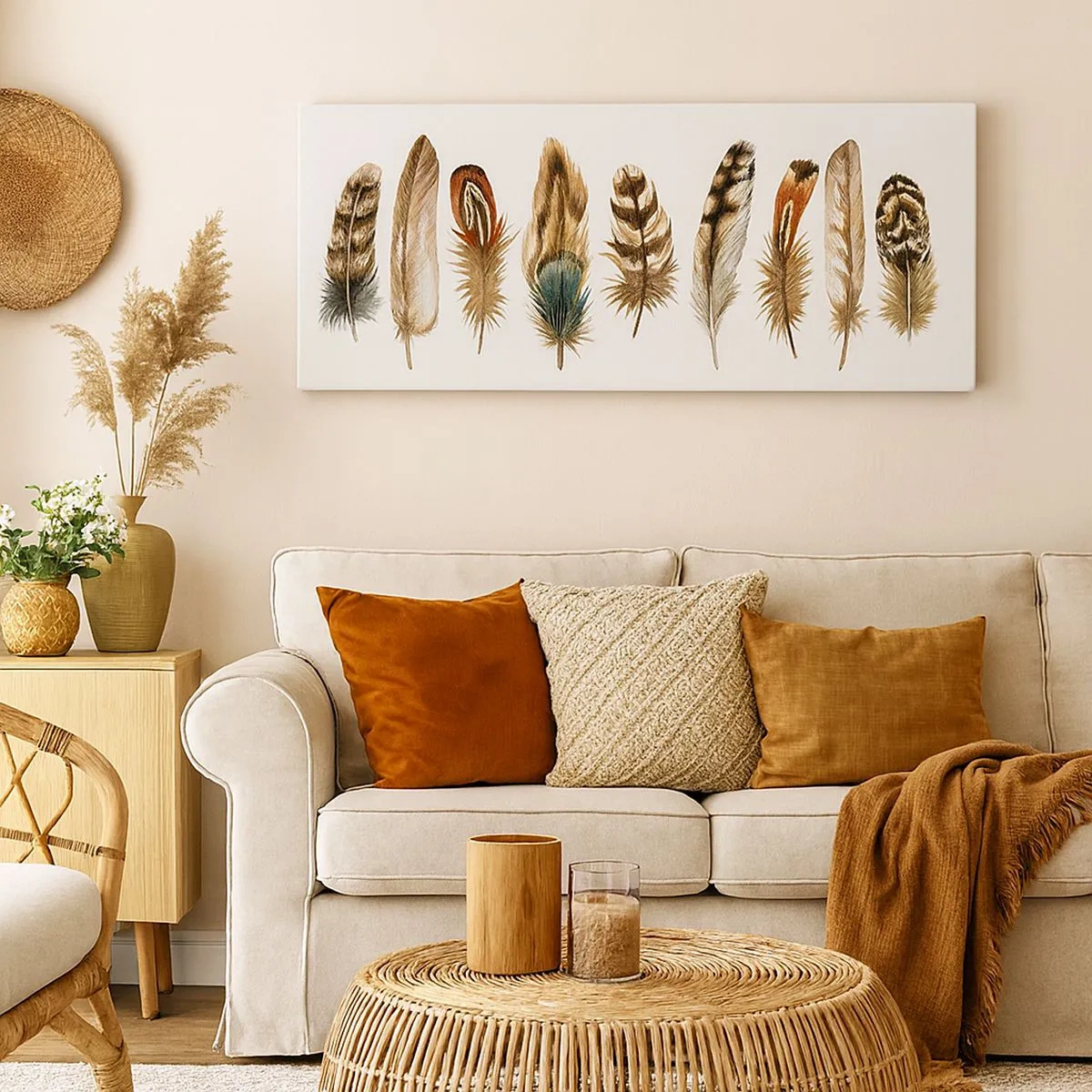 Obraz na płótnie - Pierzasta wariacja - 100x40 cm