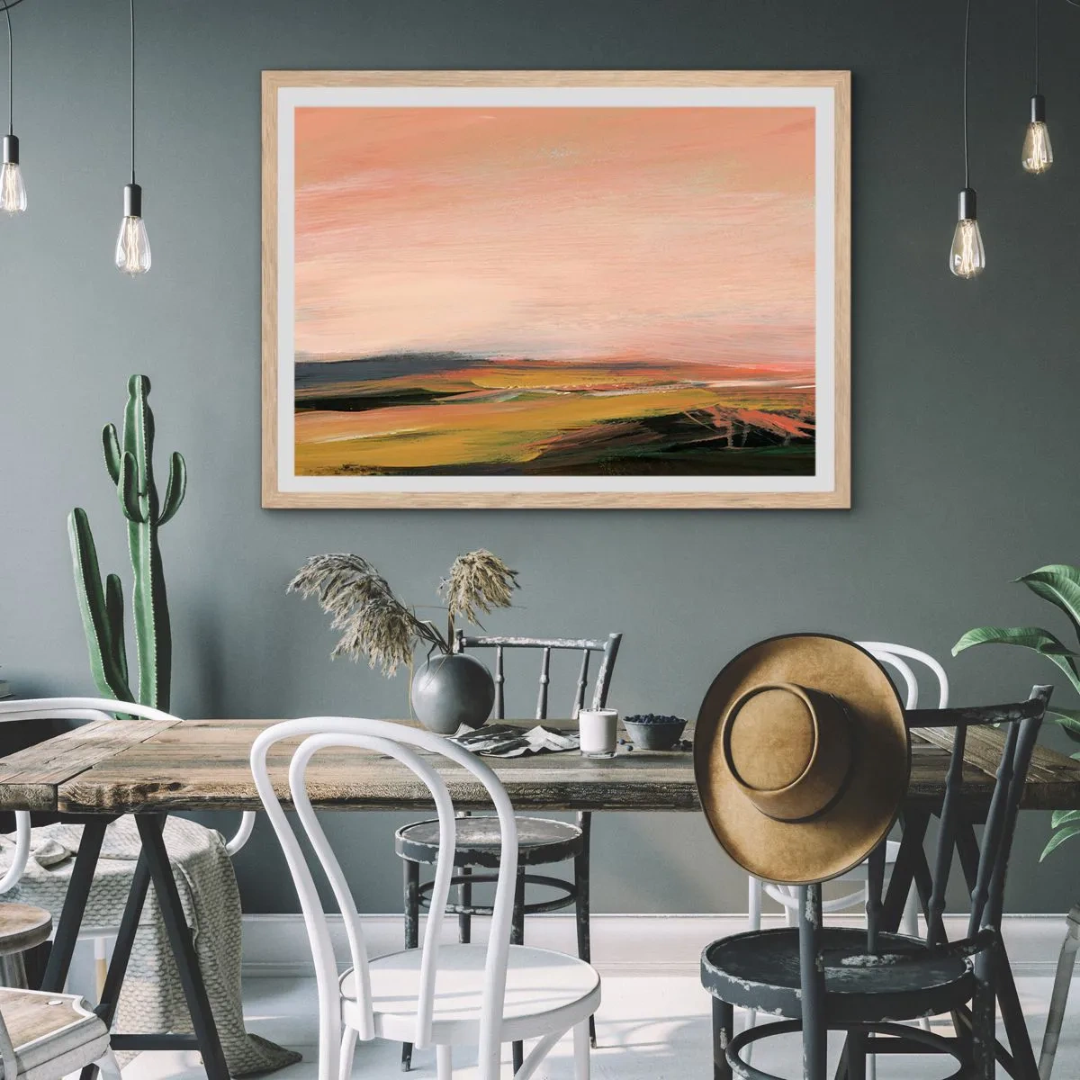 Plakat w ramie jasny dąb - W różowej tonacji - 100x70 cm