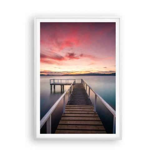 Plakat w białej ramie - Łagodny płomień wieczoru - 70x100 cm