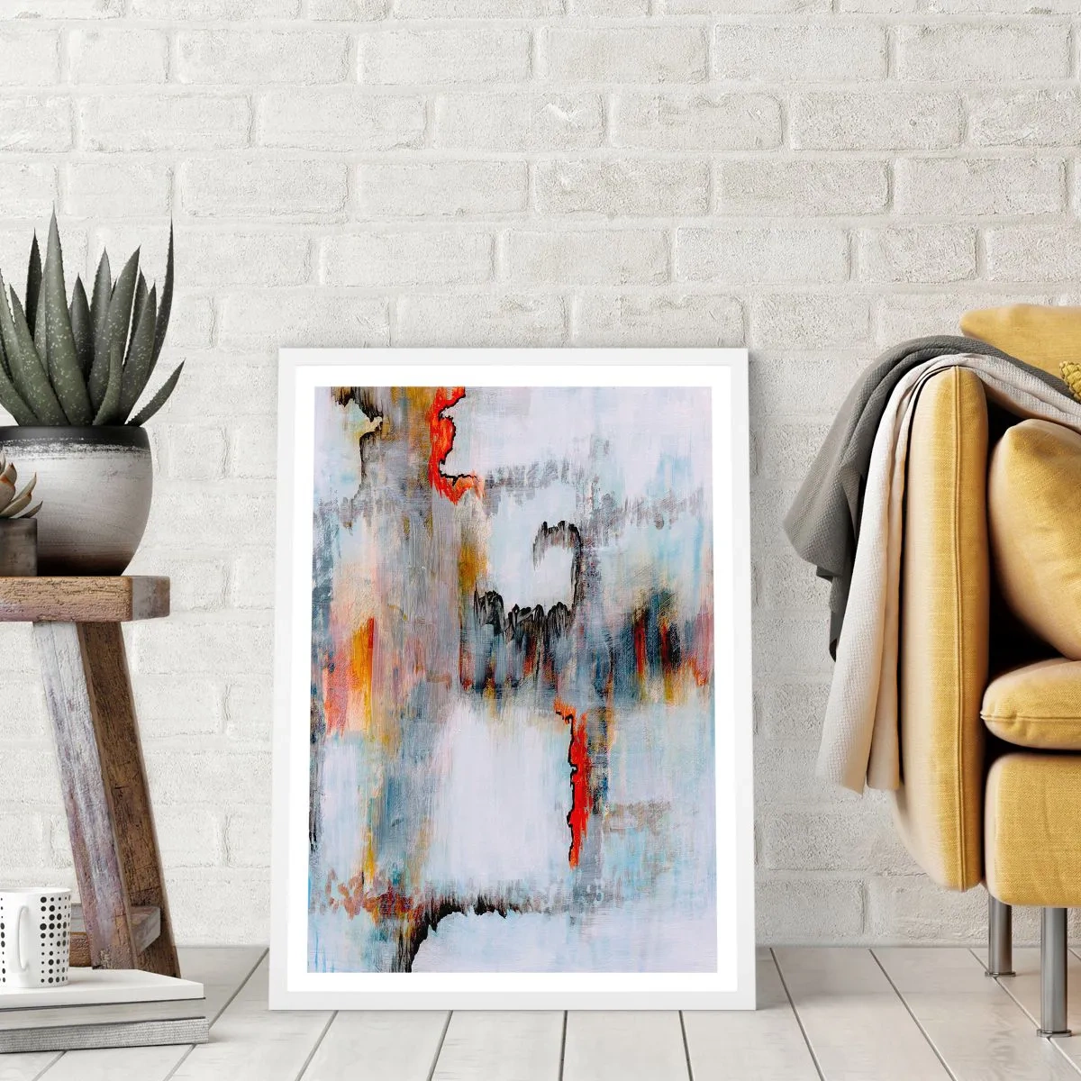 Plakat w białej ramie - Patykiem na wodzie - 70x100 cm