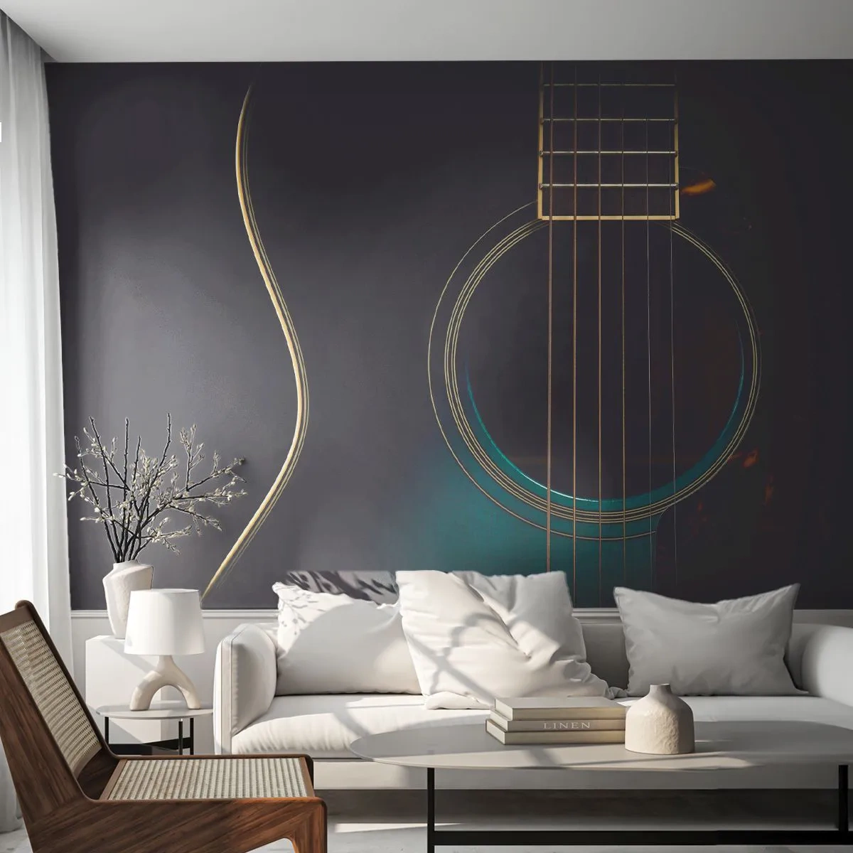 Fototapeta Samoprzylepna Deluxe Sticker - Chwila zanim zabrzmi - Gitara, Muzyka, Struny - 250x175 cm