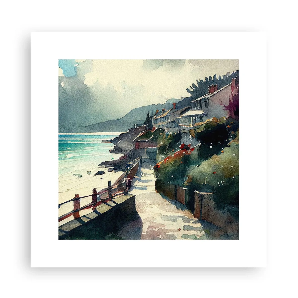 Plakat - Śródziemnomorskie miasteczko - 30x30 cm