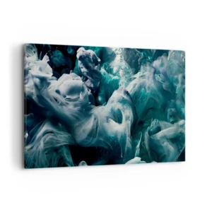 Obraz na płótnie - Dynamiczne abstrakcyjne fale w odcieniach błękitu i bieli - 120x80cm - Ruch koloru - Nowoczesna dekoracja ścienna do salonu, kuchni i sypialni ARTTOR