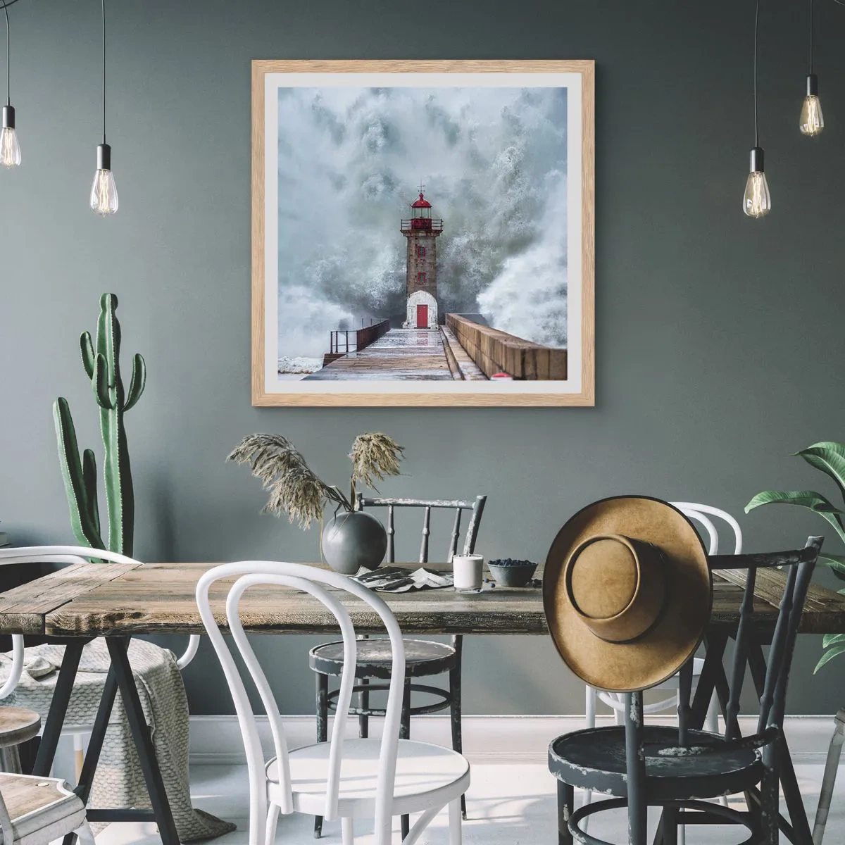 Plakat w ramie jasny dąb - Ryk wód, szum zawiei - 40x40 cm