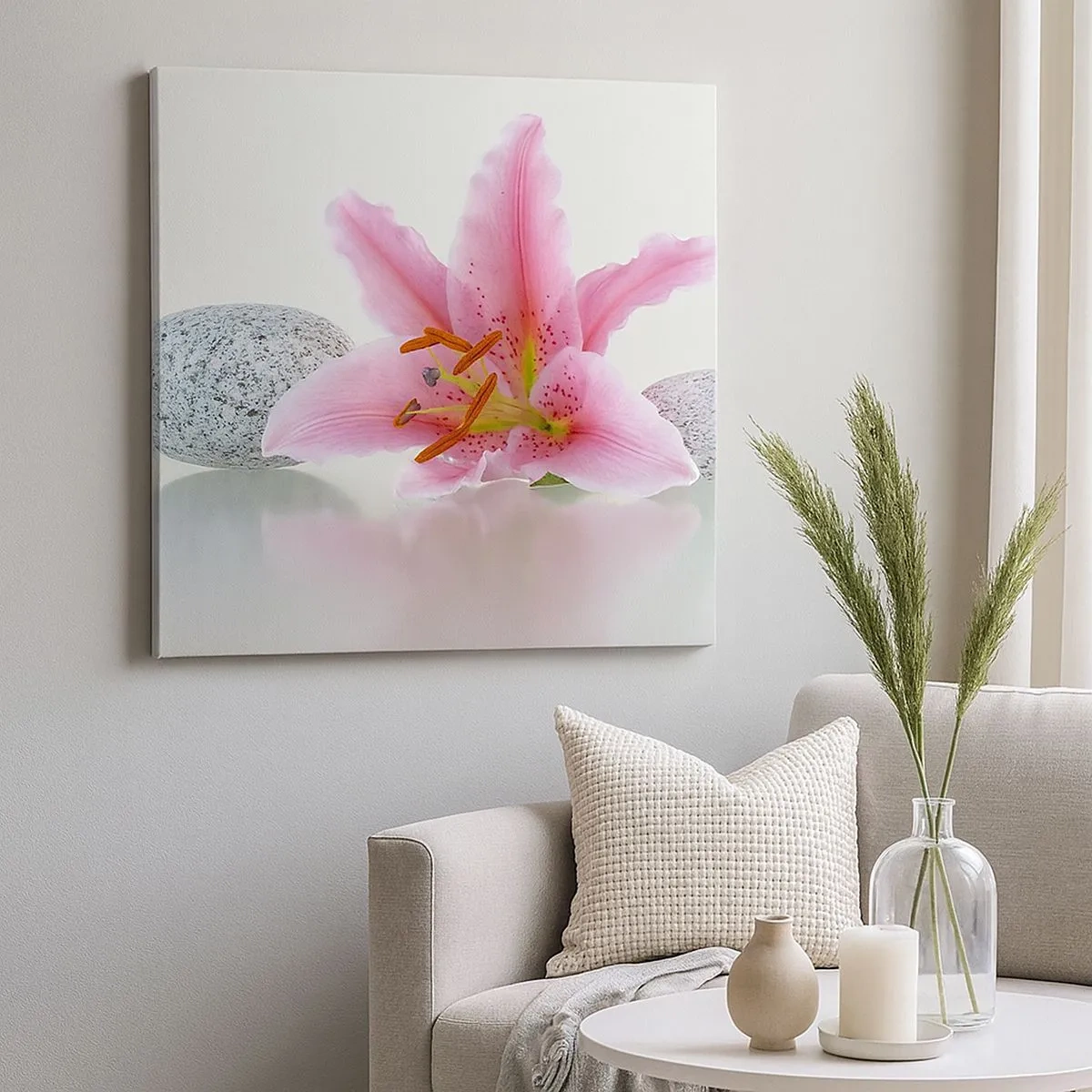 Obraz na płótnie - Studium w różu, szarości i bieli - 30x30 cm