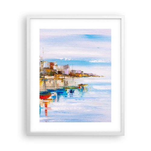 Plakat w białej ramie - Wielobarwna miejska przystań - 40x50 cm