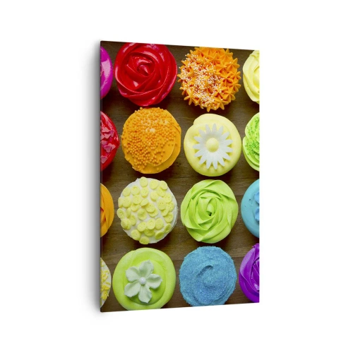 Obraz na płótnie - Kolorowe babeczki z dekoracjami w pastelach - 80x120cm - Każde inne - wszystkie pyszne - Nowoczesna dekoracja ścienna do salonu i sypialni ARTTOR