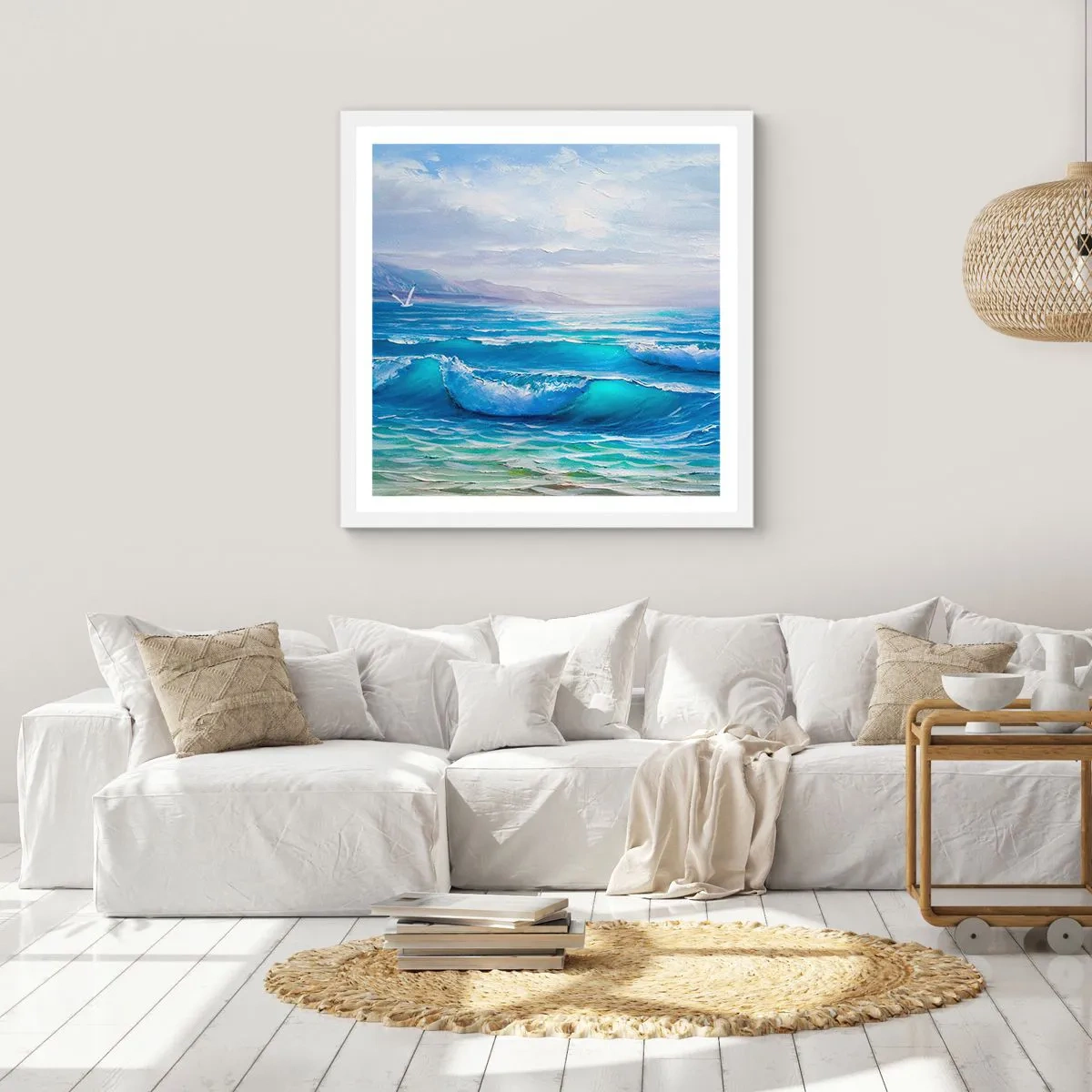 Plakat w białej ramie - Niesie ukojenie - 50x50 cm