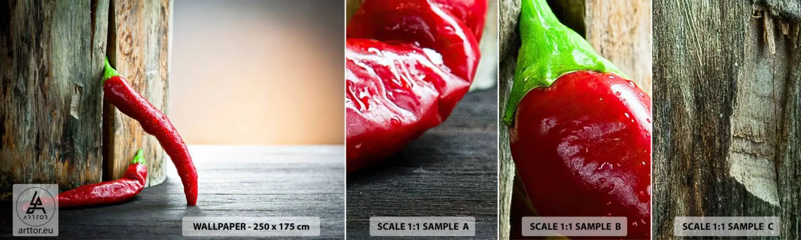 Fototapeta Próbka Standard Eco - Red hot chili peppers - Papryka, Chili, Przyprawa - 100x30 cm